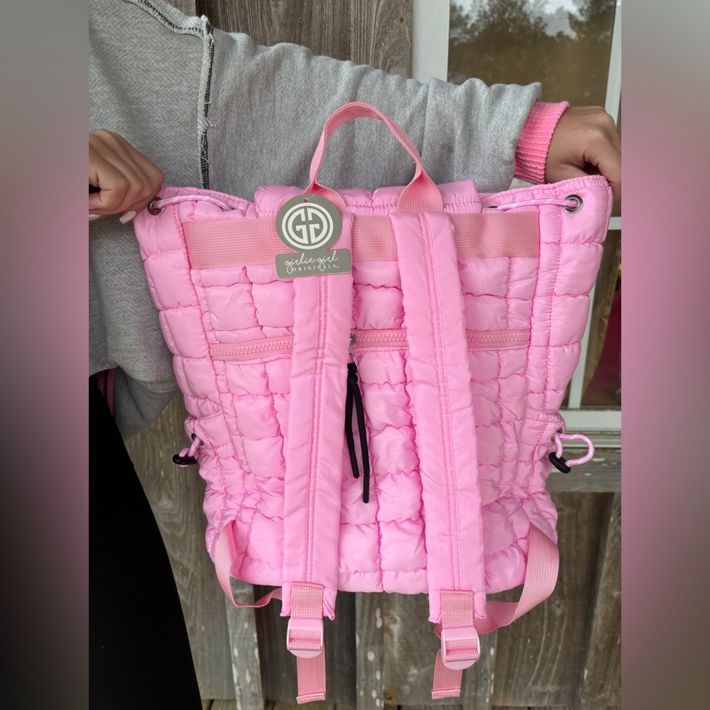Girlie Girl Pink Puffer Quilted Backpack - Picture 4 of 4